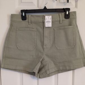 J. Crew Green High Waist Shorts with Tailored Style